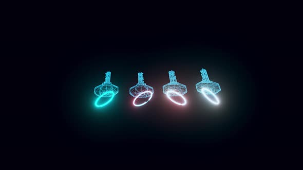 Keys Hologram Rotating 4k