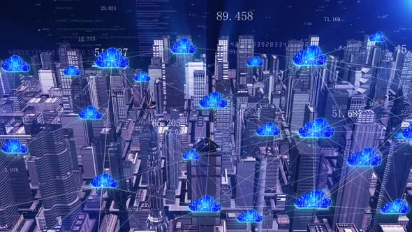 Smart City Covered By Cloud Computing Network Data Signal