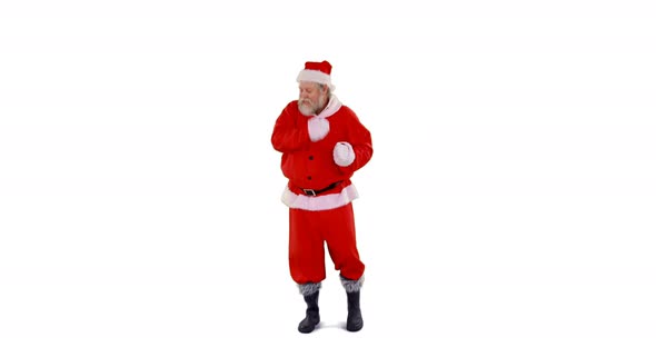 Santa claus dancing against white background 4k