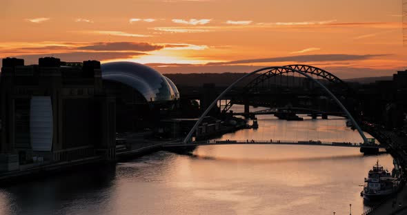 View of Newcastle at sunset