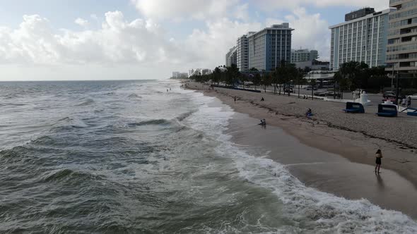 ocean waves aerial view in fort Lauderdale beach florida