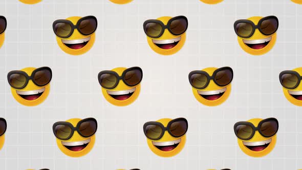 Happy Cool Face Emoji with Sunglass Background