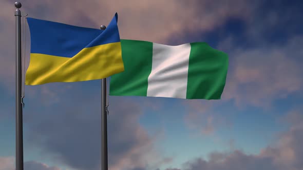 Nigeria Flag Waving Along With The National Flag Of The Ukraine - 2K