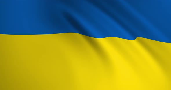 National flag of Ukraine waving in wind. 3D loop animation