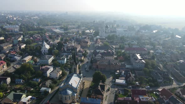 Aerial Shot The City Luck. Church House Of The Gospel. Ukraine