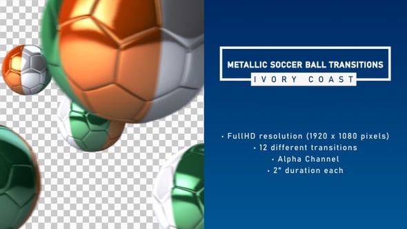 Metallic Soccer Ball Transitions - Ivory Coast / Videohive, Motion graphics, Elements, 3d object
