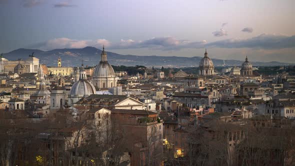 Rome, Italy. Panorama of the Evening City, Shot From Castel Sant'Angelo (Mausoleum of Hadrian). FHD