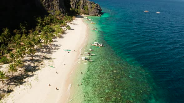 Seascape with Tropical Beach and Sea