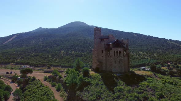 Amazing aerial shots of the Castillo de Mota in Andalucia in the middle of the mountains and nature.