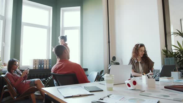 Time Lapse of Diverse Business People Working in Open Space Office