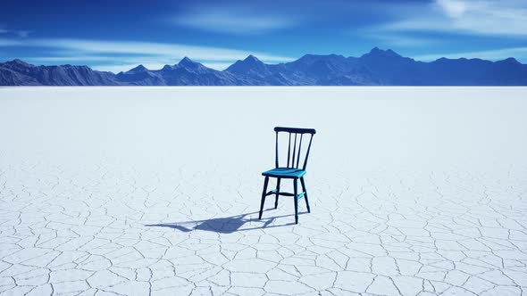 Old Wooden Chair in a Salt Lake