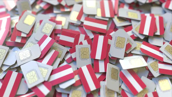 Many SIM Cards with Flag of Austria alt