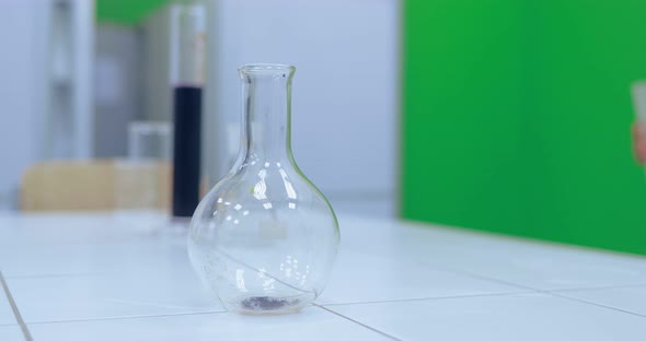 Close Up Shot of Chemistry Equipment Set Up on a Laboratory Table