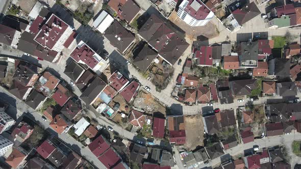 Aerial View Neighbourhood Houses Roof