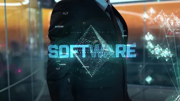 Businessman with Software Hologram Concept