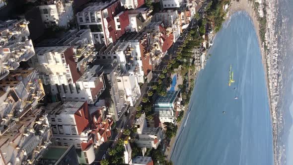 Vertical Video Alanya Turkey  a Resort Town on the Seashore