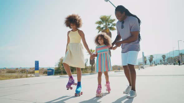 Happy family spending the day at the beach.