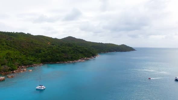 Aerial View Of Yachts In The Indian Ocean 4, Seychelles