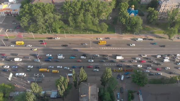 Cityscape Traffic Jams Aerial