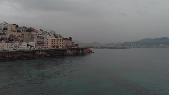 Flying over Marseille beautiful coastline. France 2020