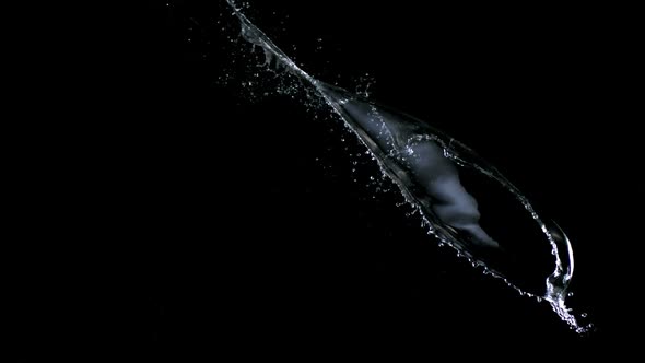 Slow-motion splash water against black drop shooting with high speed camera, phantom flex.