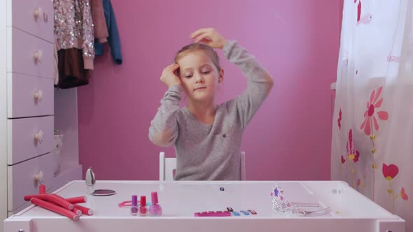 Little Girl Styling Hair