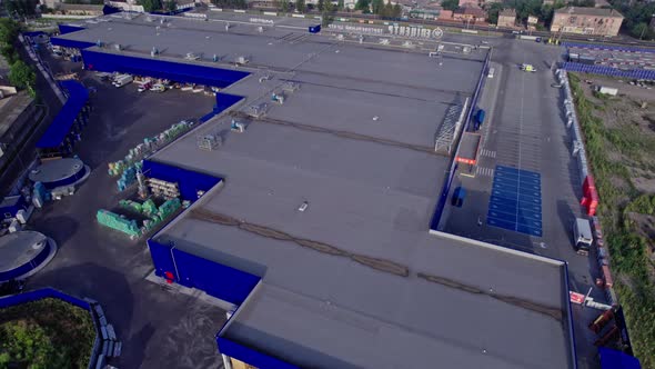 Buildings and Materials Warehouse in the Industrial City Zone From Above