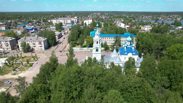 Russian Village From a Height in Flight