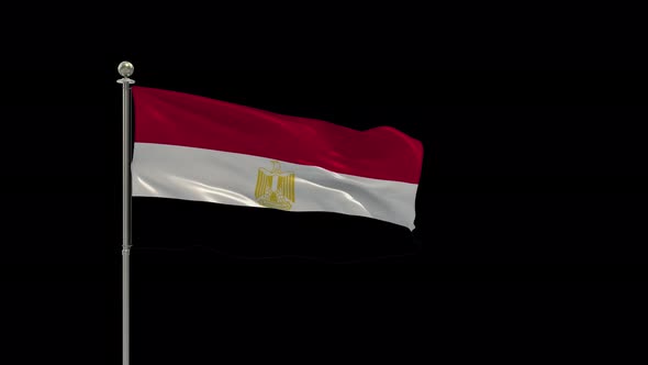 Egypt Looping Of The Waving Flag Pole With Alpha