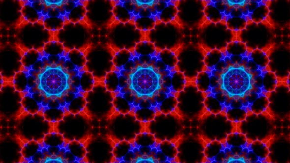 Fractal Red and Blue Kaleidoscope Fire Background Loop 4K 13