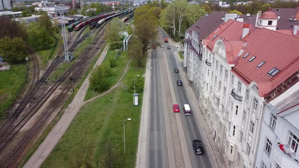 City street aerial view