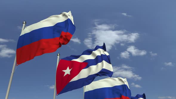 Flags of Cuba and Russia