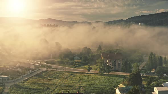 Sunny Morning in European Mountain Village