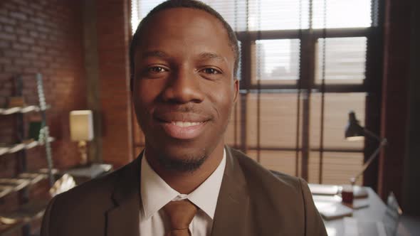 Portrait of Handsome Black Businessman in Office