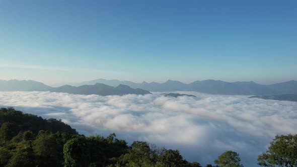 Landscape of mountains peak and with the sea of fog