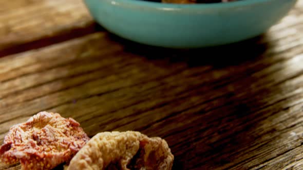 Dried figs on wooden table 4k