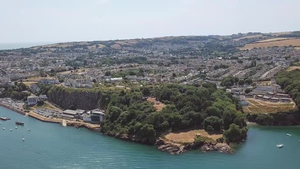 Aerial Panning towards the town of Brixham