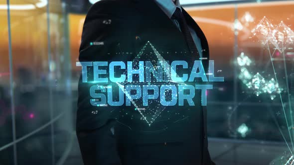 Businessman with Technical Support Hologram Concept