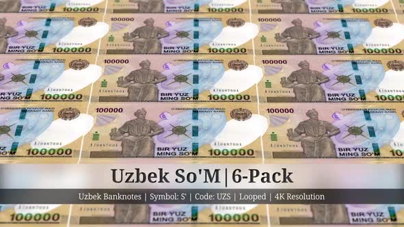 Uzbek So'M | Uzbekistan Currency - 6 Pack | 4K Resolution | Looped