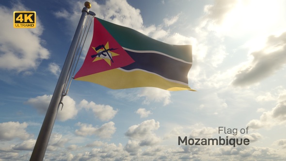 Mozambique Flag on a Flagpole - 4K