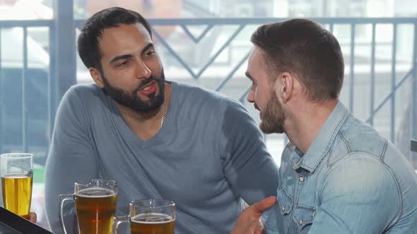 Handsome Bearded Man Toasting to the Camera with His Beer Glass