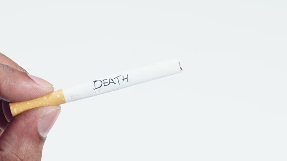 Hold Cigarette With Writing Death