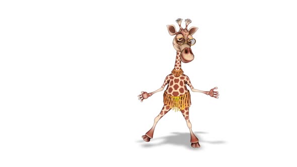 Cartoon 3D Giraffe Dance  Looped on White