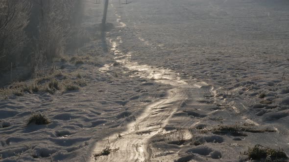 Snowed hills ski tracks and rope ways ready for new season slow tilt 4K 3840X2160 UltraHD footage - 