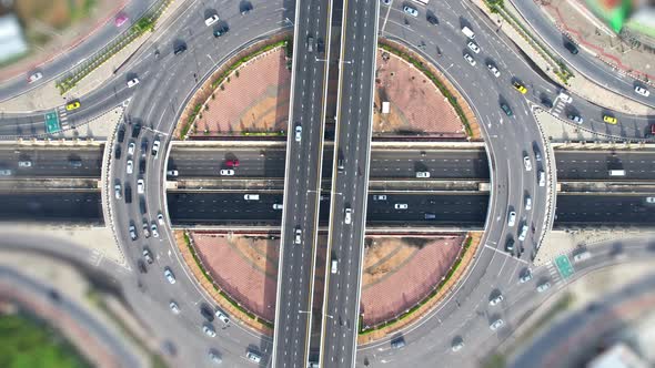4K : Aerial view and top view of traffic on city.