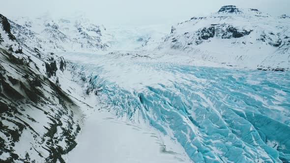 Aerial Drone Shot of Huge Glacier in Iceland