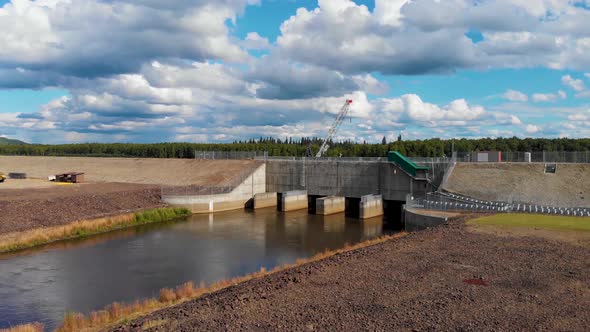4K Drone Video of Moose Creek Dam, Tanana River Levee and Chena River Lakes Flood Control Project by