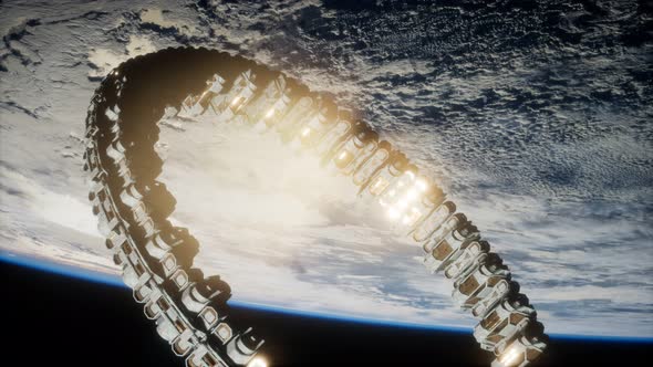Futuristic Space Station on Earth Orbit alt
