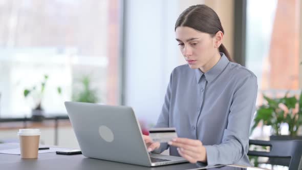 Online Shopping Payment Failure on Laptop By Young Latin Woman