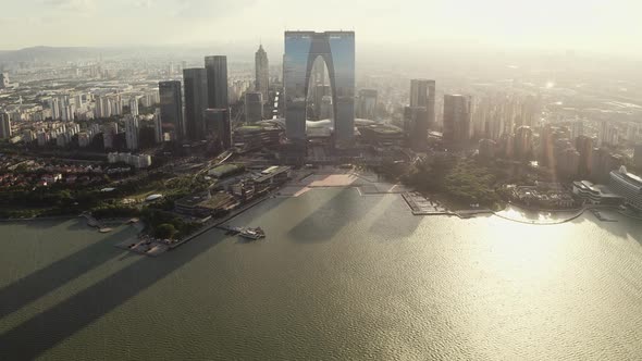 CBD buildings by Jinji Lake in Suzhou